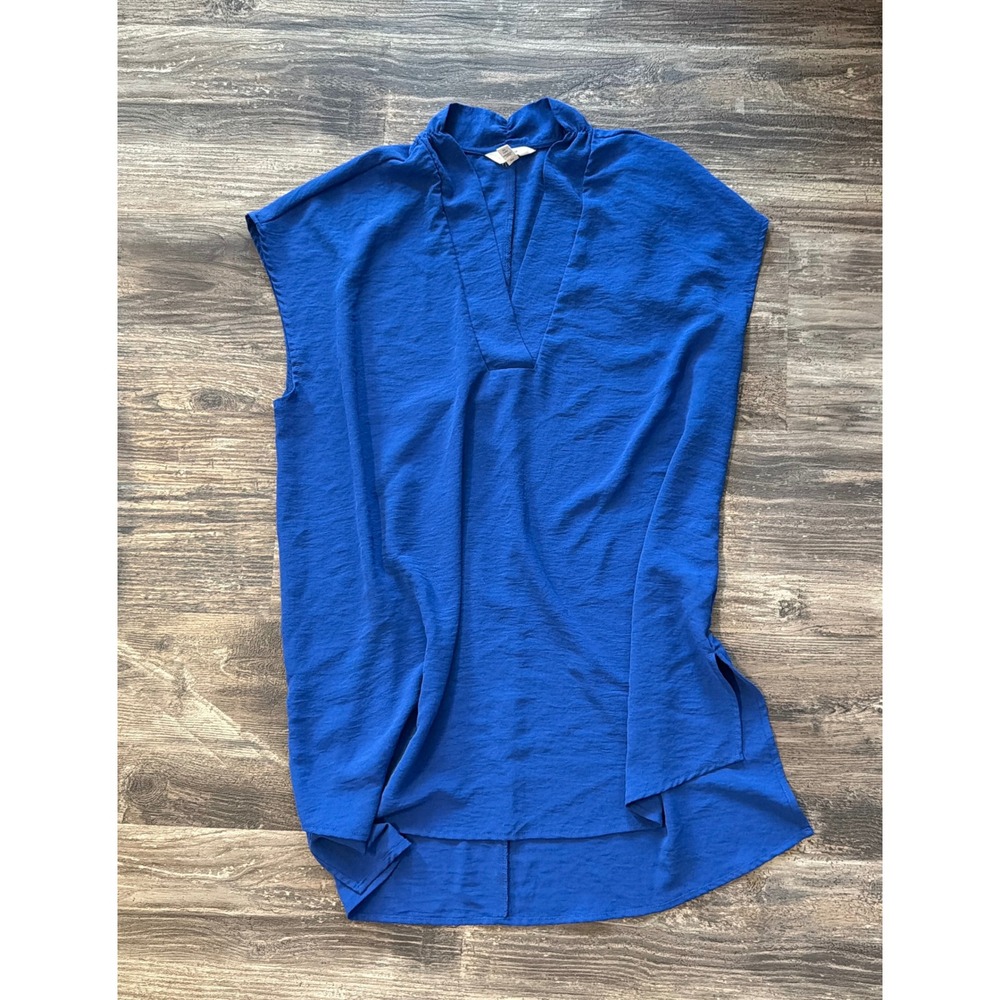 Terra & Sky Royal Blue V-Neck Sleeveless Tunic Blouse Top Plus Size 0X 14W